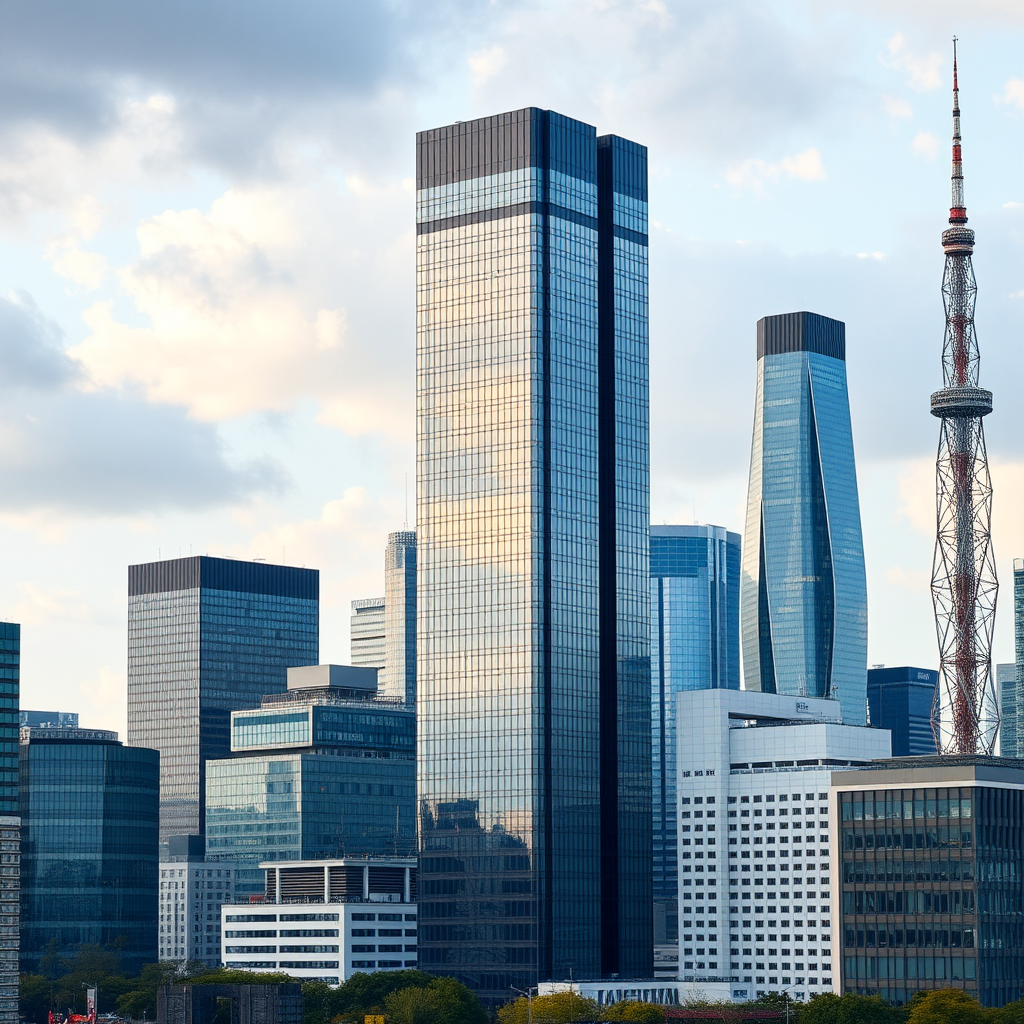 Modern Tokyo skyline featuring glass office buildings and skyscrapers where innovative startups are implementing AI automation technologies to accelerate business growth
